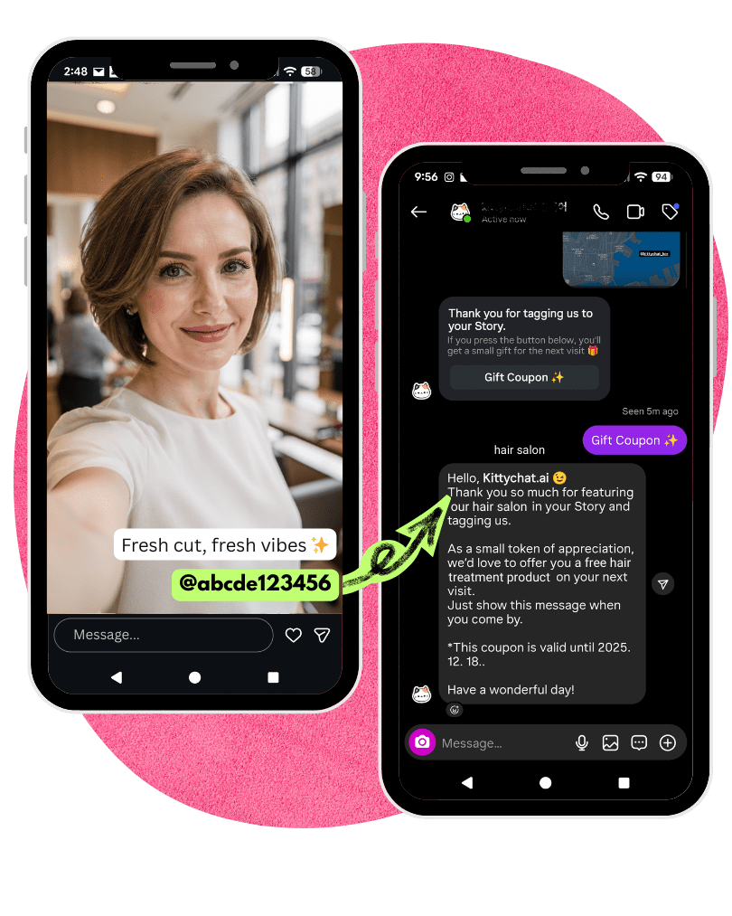 Auto-DM coupon example when tagged in a Story
